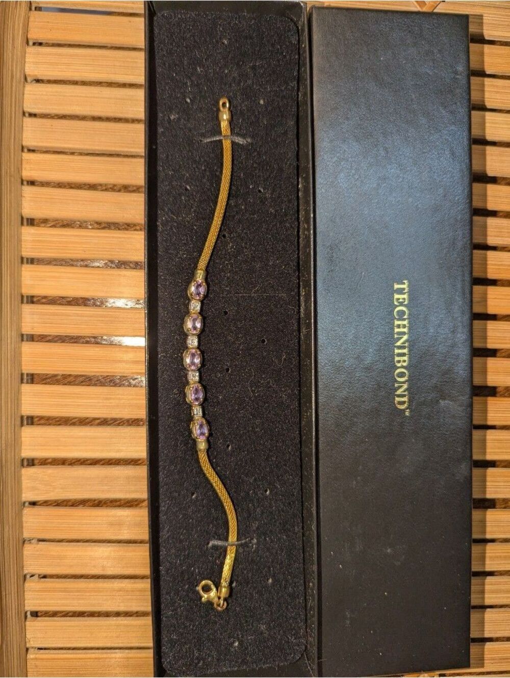 Stamped 14k Gold over 925 Amethyst Elegant Bracelet 7